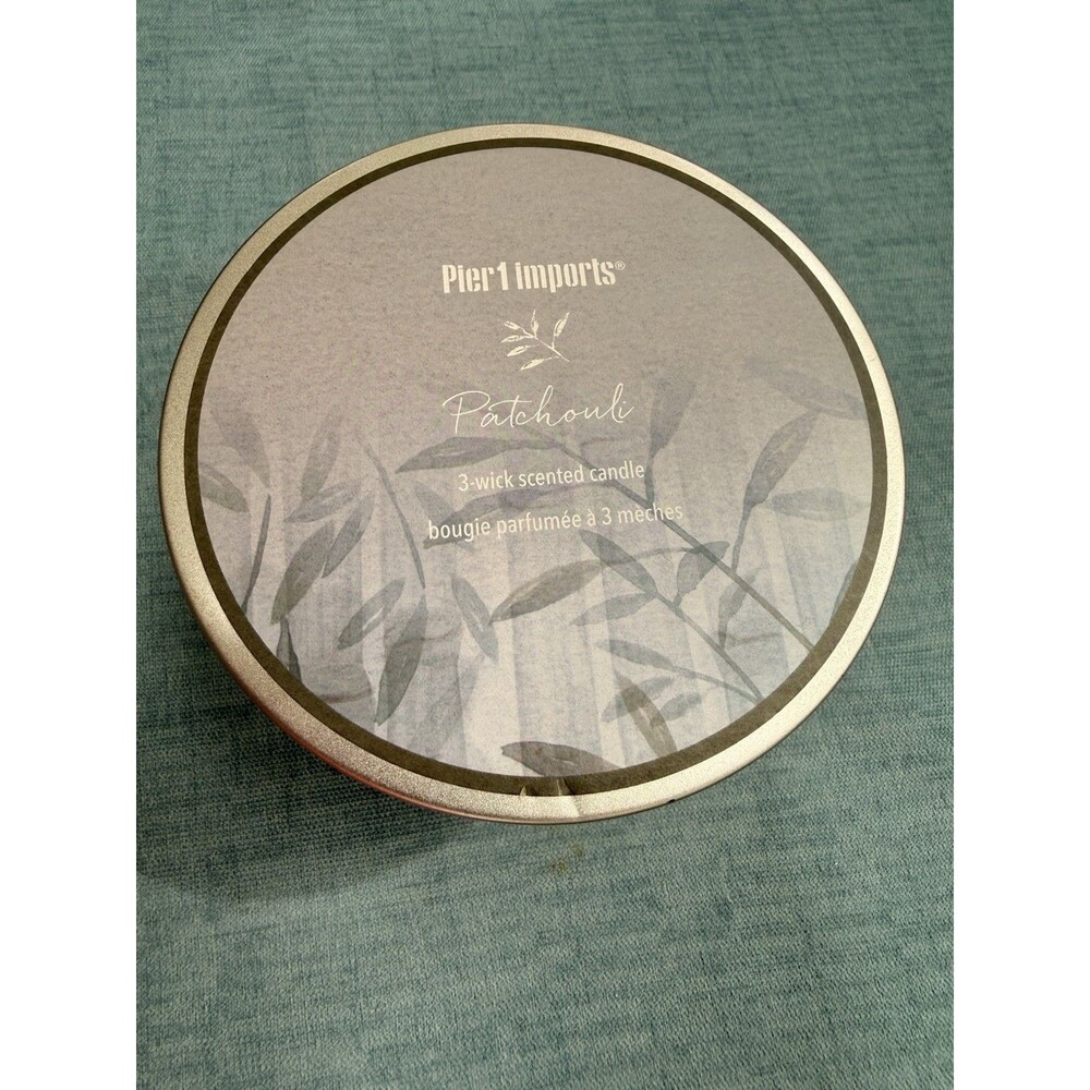 New Pier 1 Imports 3 Wick Candle Patchouli 14oz 30-40 Hours Average Burn Time